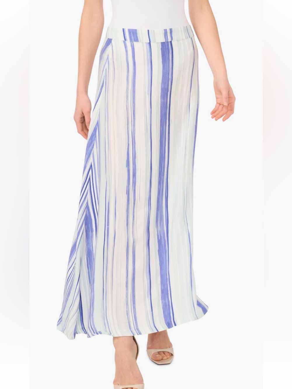 Vince Camuto Blue and White Striped Maxi Skirt